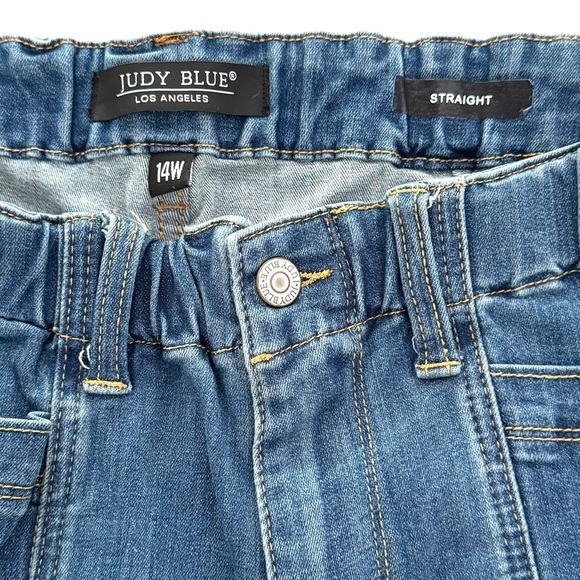 Judy Blue Sz 14W High Rise Elastic Waist Straight Jeans Cotton-Rayon-Poly-Lycra - Picture 7 of 8